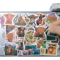 50pcs funny highland cattle kyloe wild yak cute cartoon animals scrapbook notebook phone laptop luggage guitar cup case stickers
