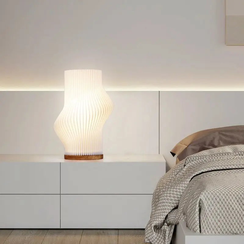 Волнистые плиссированные настольные лампы из ПВХ для спальни настольная лампа