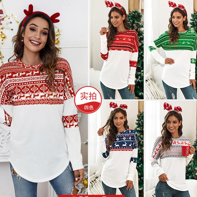 Christmas Spliced Hit Color Print Long Sleeve Women T Shirt Anime Elk Festival Clothing Casual Fashion Harajuku 3xl Oversize Top
Christmas Spliced Hit Color Print Long Sleeve Women T Shirt Anime Elk Festival Clothing Casual Fashion Harajuku 3xl Oversize Top