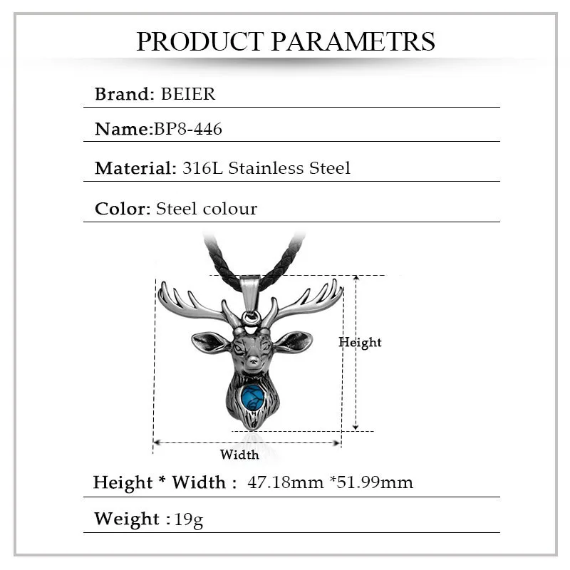 Байер 316L нержавеющая сталь Прохладный голова оленя амулет нос колье с кулоном в
