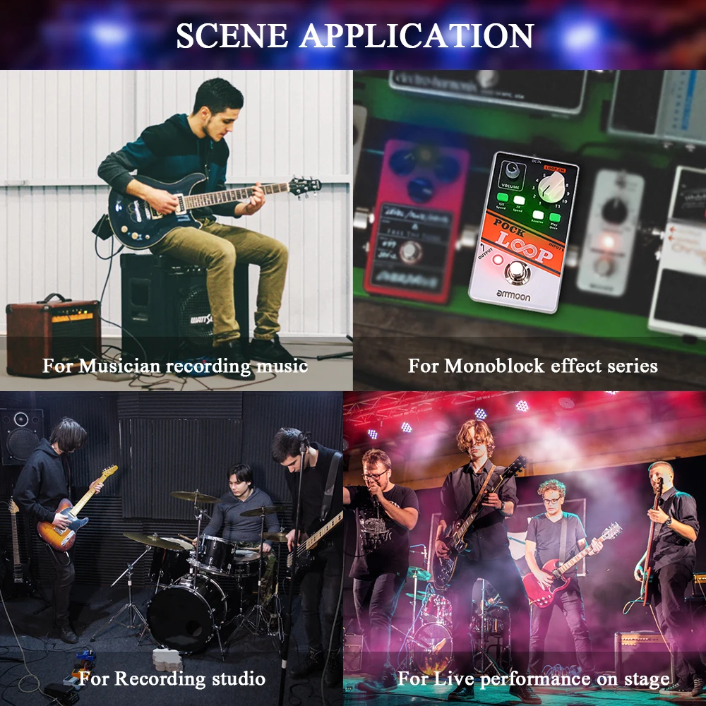 

ammoon Guitar Pedal POCK LOOP Looper Guitar Effect Pedal 11 Loopers 1/2 & 2X Speed Playback Reverse True Bypass Pedal Guitar