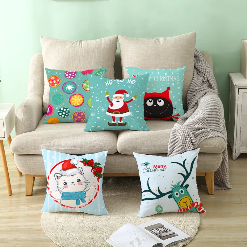 

Puremind Marry Christmas Cushion Cover Catoon Snowman Animals Santa Decoration Home Decor Sofa Pillow Case Happy New Year TPR219