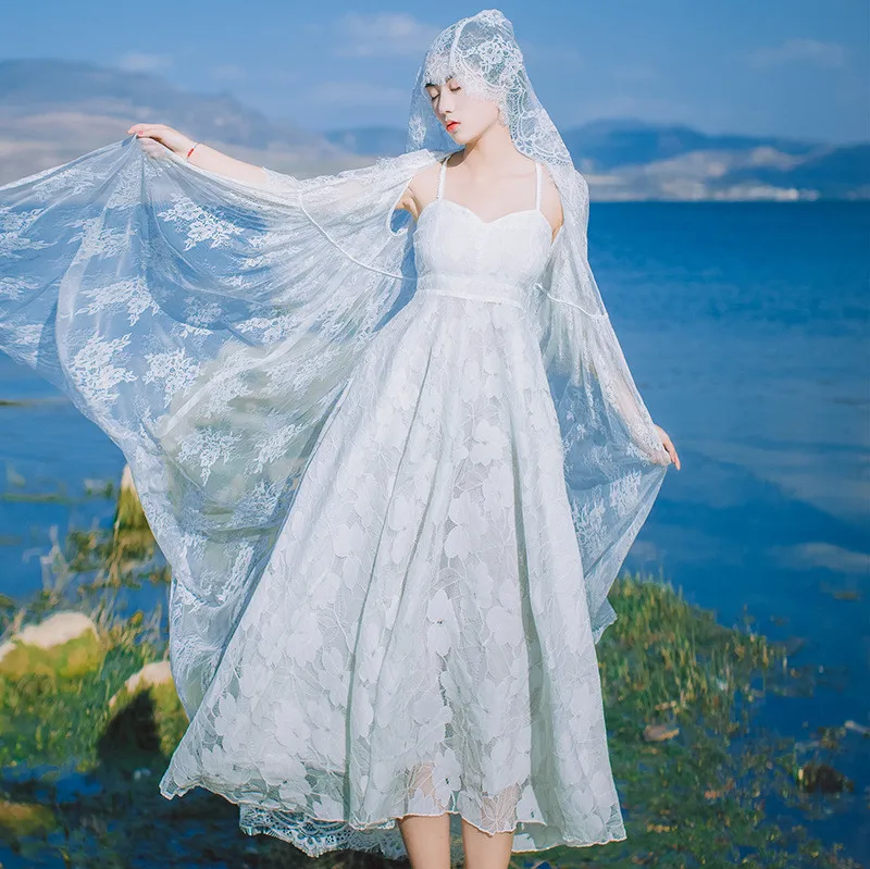 Женское весенне-летнее роскошное кружевное платье с вышивкой праздничное