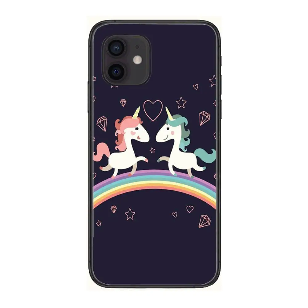 

Unicorn Popular Fashion Style Phone Case cover For iphone 12 pro max 11 8 7 6 s XR PLUS X XS SE 2020 mini black cell shell
