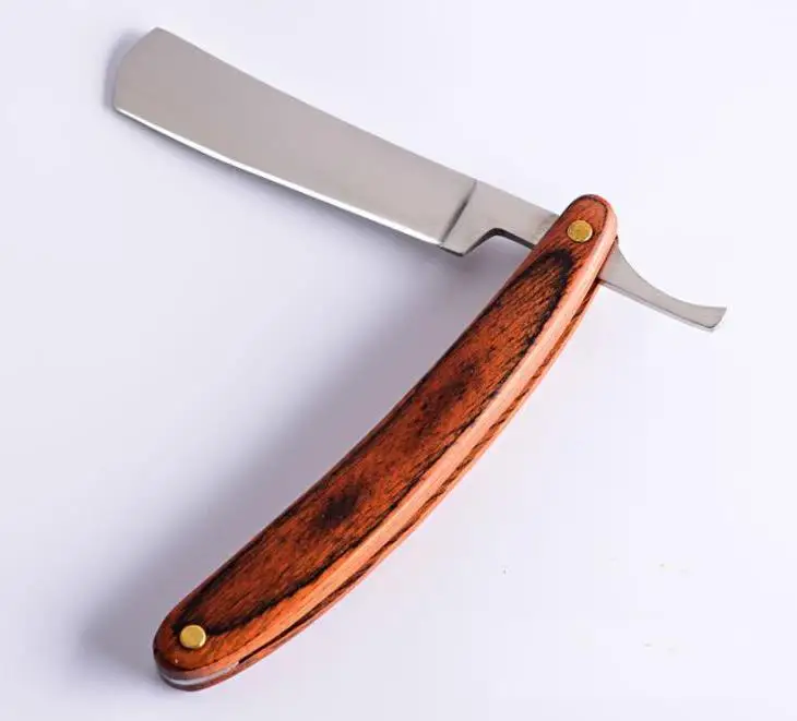 Vintage Old Style Straight Edge Stainless Steel Barber Razor Folding Shaving Knife Hair Removal Tools Wooden Handle SN394
