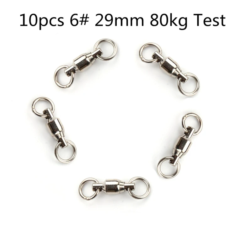 10pcs Size 6 JOSHNESE 10 шт/20 штук Размеры 0/1/2/4/6/7/8# Нержавеющая сталь рыболовный крючок шарикового поворотного подшипника с твердых серебряное кольцо разъем рыболовный крючок - Цвет: 10pcs Size 6