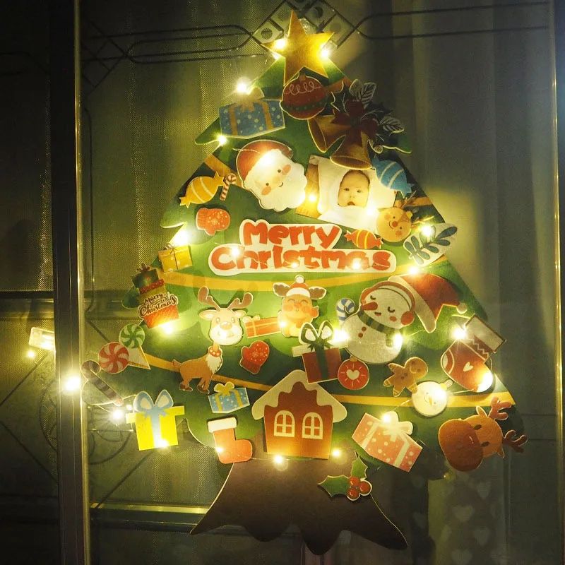 Kids DIY Felt Christmas Tree Christmas Decoration for Home Navidad 2021 New Year Gifts Christmas Ornaments Santa Claus Xmas Tree