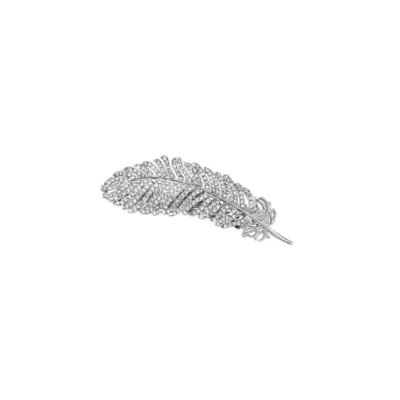 

Fashion Female White Crystal Hair Clips For Women Classic Gold Silver Color Hairpin Charm Feather Hair Accessories For Women