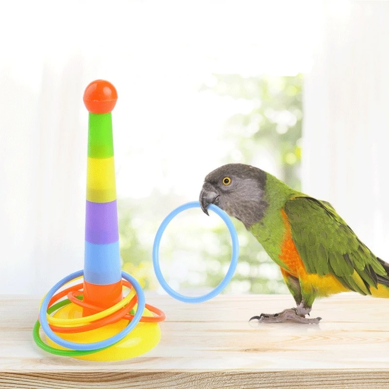 

Bird Toys Training Colorful Rings Funny Mini Ferrule Toy For Parrots Interactive Supplies Cells And Stairs Canaries Accessories