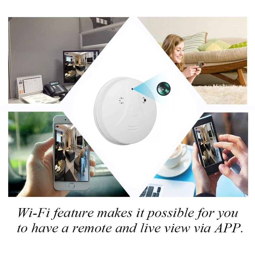 скрытая камера wi fi 1080P мини Wi-Fi детектор дыма потолочная беспроводная обнаружение