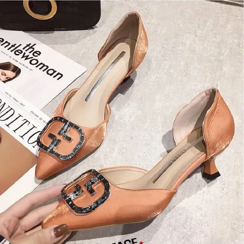 

2021 Summer New Pointed High-heeled Shoes Women 3cm Fine Heel Hollow Single Shoes Large Size Women's Shoes