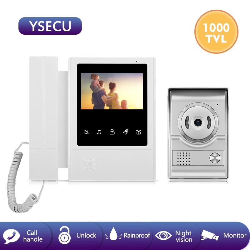 YSECU 4 3 дюймов видео телефон двери Системы проводной домофон визуальное вызывное