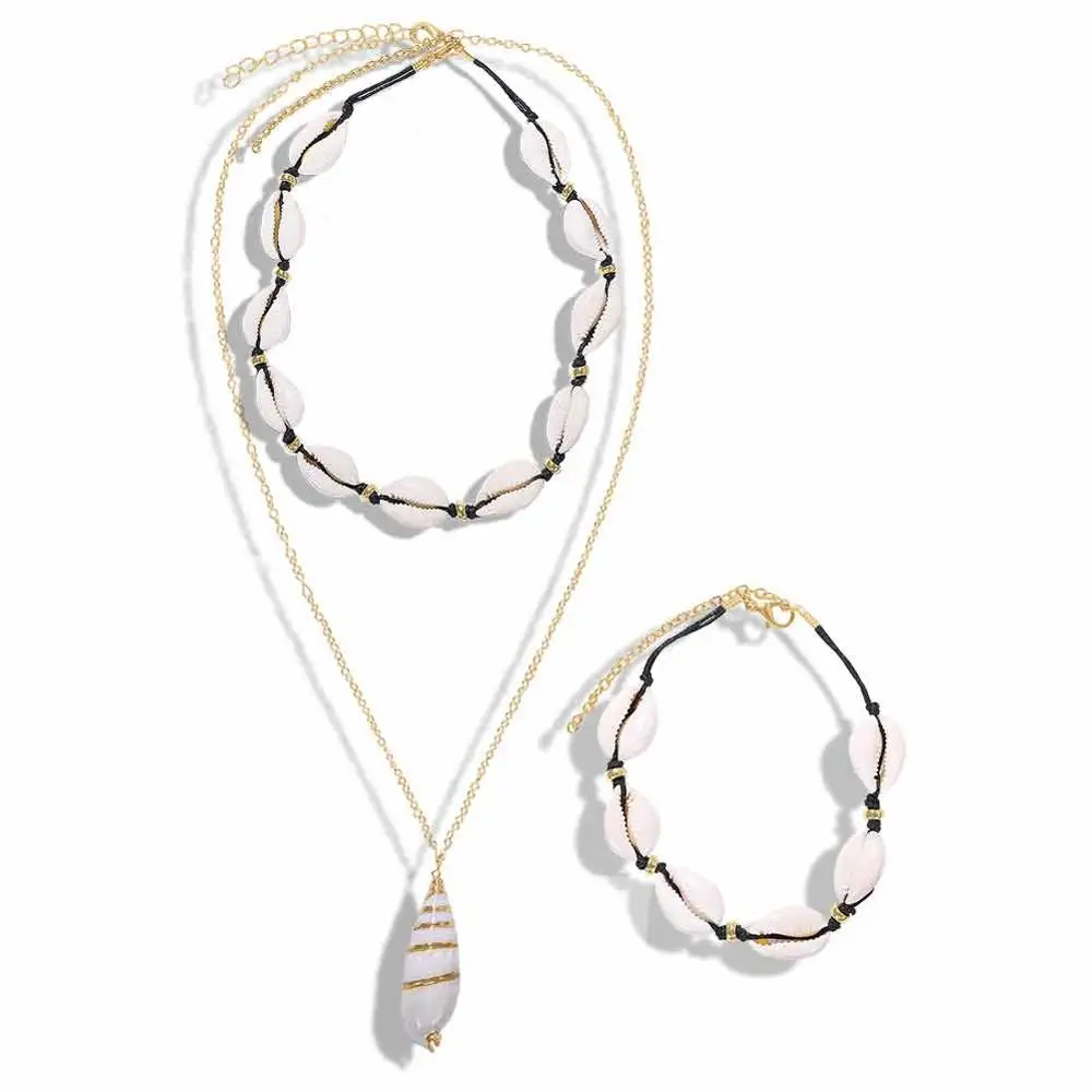 Dvacaman Boho красочные 2 шт./компл. бусы цепочка из нержавеющей стали этнические Многослойные Колье чокер с бусинами для женщин вечерние ювелирные изделия - Окраска металла: set11