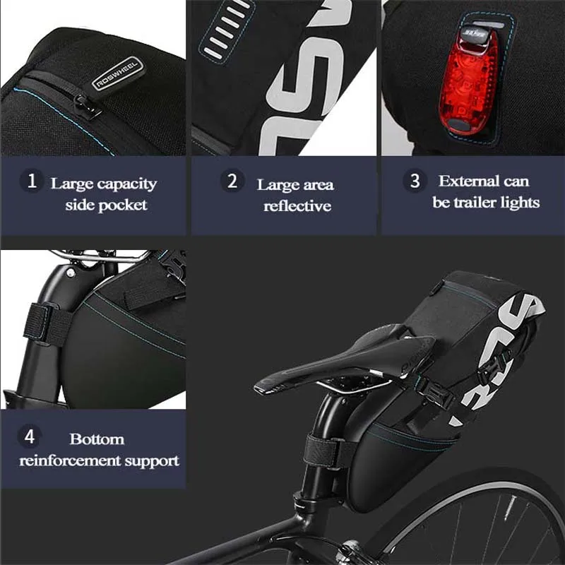 Roswheel велосипед мешок 8l/10l большая емкость водонепроницаемая сзади mtb седло