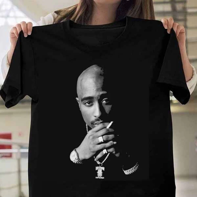 

Trendy Men 2 Pac Tupac T Shirt Harajuku Male/Female Black Tshirt Women T-Shirt Cool Hip Hop Tee Tops Streetwear Vintage Camiseta