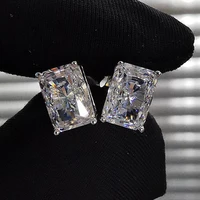 classic princess cut cz aaa stud earrings for women men silver color inlay crystal zircon iced out earrings hip hop jewelry