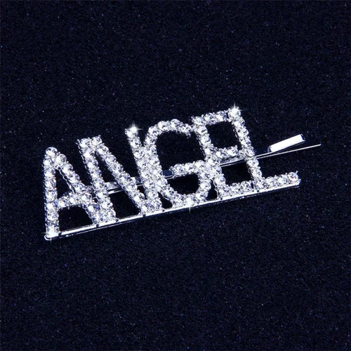 angel Буквенный горный хрусталь кристалл шпилька для волос с горным хрусталем блестящая заколка для волос заколки для волос Свадебные Заколки для волос аксессуары для женщин девочек - Цвет: angel