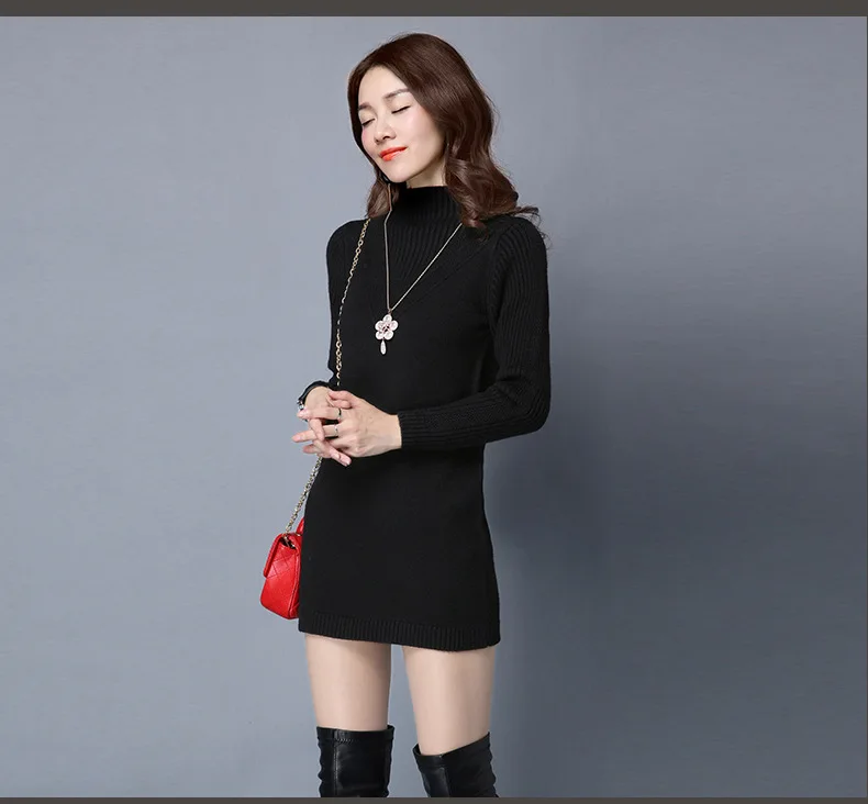 Зимний вязаный толстый свитер для женщин водолазка с длинным рукавом пуловеры