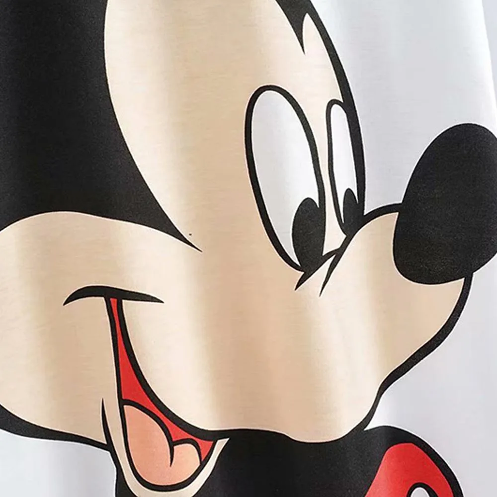 Модная белая женская футболка Disney с принтом Микки Мауса повседневный пуловер