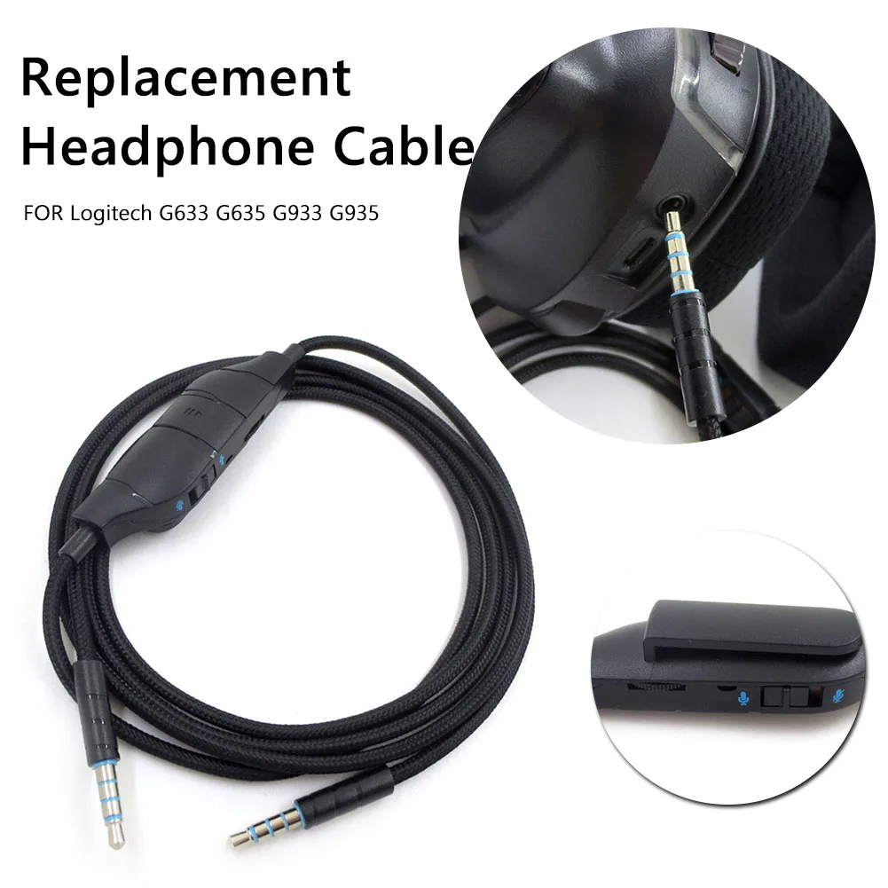

For Logitech G633 G635 G933 G935 Gaming Headset Portable Replacement 1.5m Headphone Audio Cable Music Cord Line Earphones Access