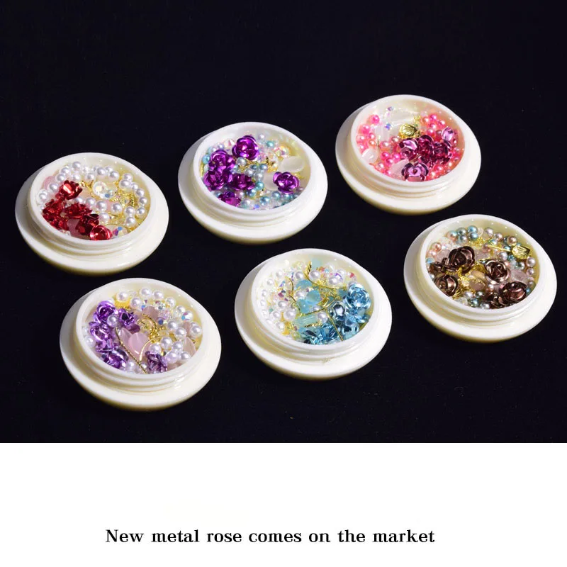 1 коробка 3D жемчужины для ногтей алюминиевые ювелирные изделия в виде Розы