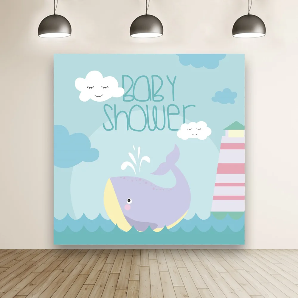 

Виниловый фон для фотосъемки с изображением милого фиолетового Кита в честь рождения ребенка