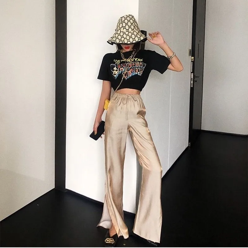 

NEW Pants Women Straight Loose Colorful Elegant Fashion Leisure All-match Korean Style Womens Simple Comfortable Daily Draws