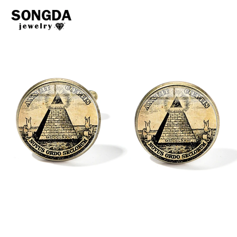 SONGDA Ретро Браслеты шармы Иллюминаты Пирамида запонки в форме глаз для мужские