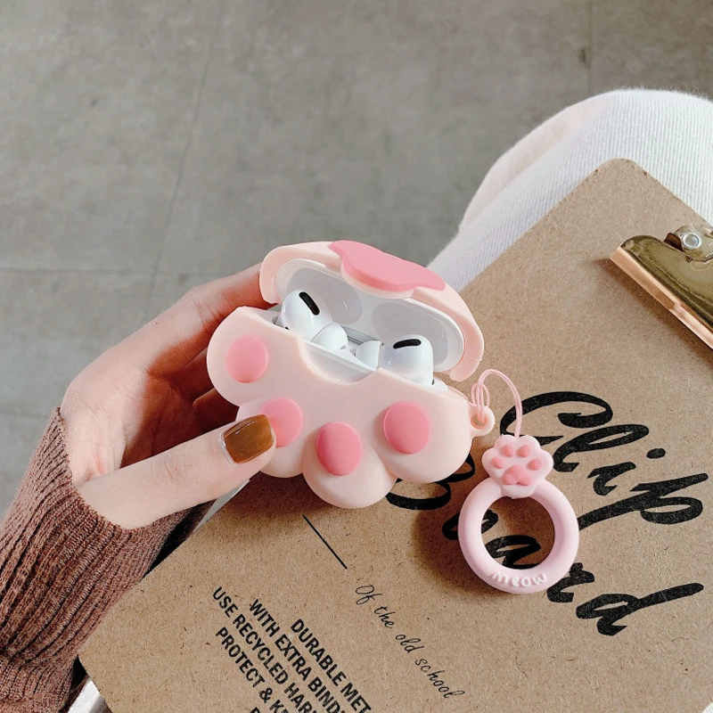 Чехол для беспроводных наушников Apple AirPods Pro силиконовый чехол с милым котом