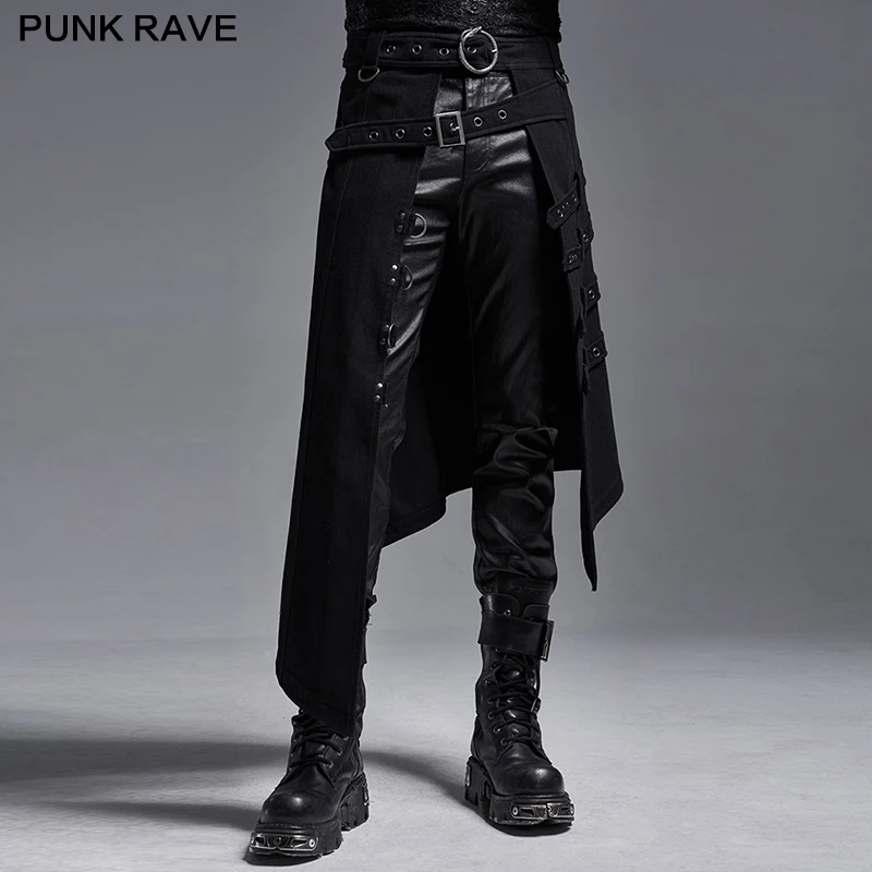 Punk Rave Men's Fashion Party Skirt asymmetrical overskirt WQ490