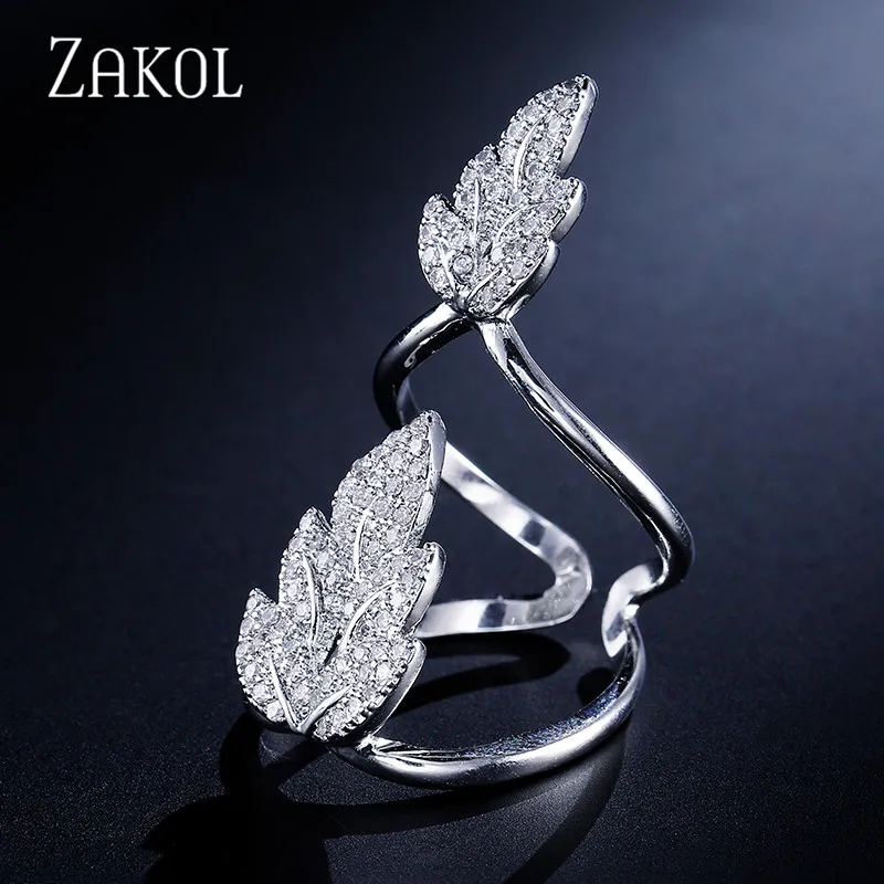 ZAKOL модный дизайн AAA CZ циркониевое Открытое кольцо для женщин Свадебные