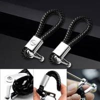 1pcs new leather car keychain hand woven horseshoe buckle key rings for volvo xc40 xc60 xc90 xc70 s60 s80 s90 c30 v70 v90 v50