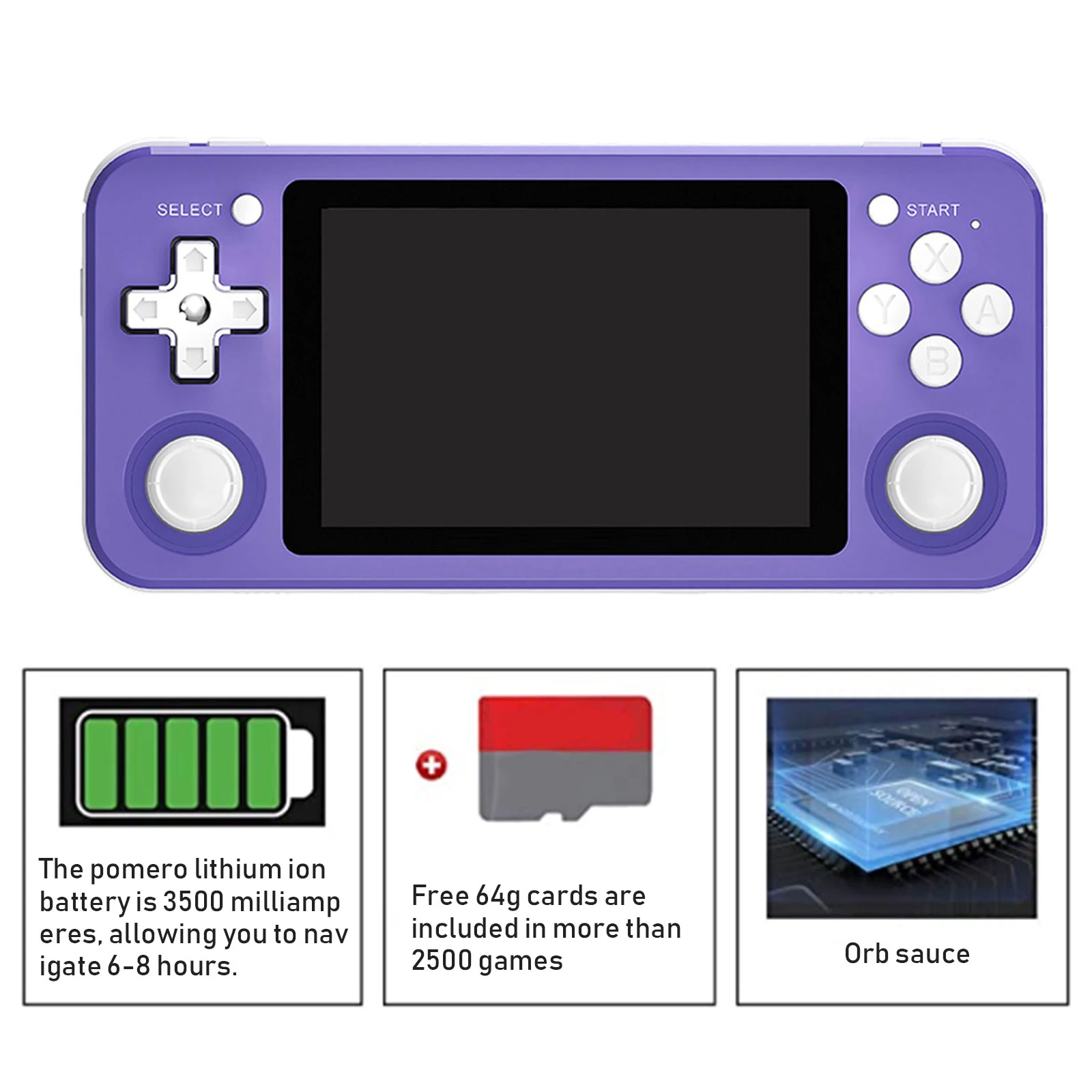 

RG351P upgrade Mini Handheld Game Console 3.5 inch HD Large Screen Video Game Console Player Retro Game Console with 64G SD card
