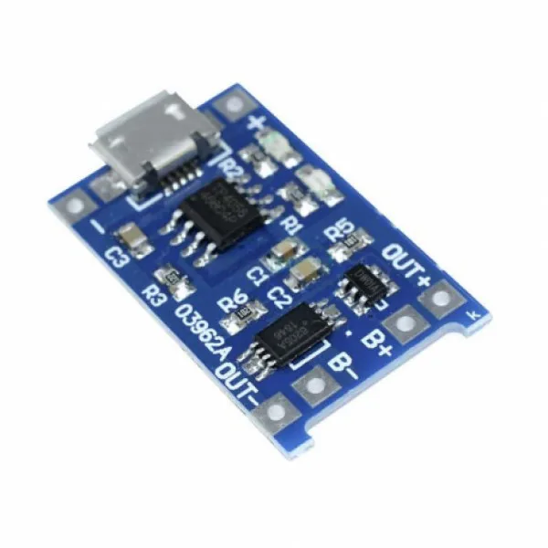 Модуль заряда Li-ion аккумуляторов с защитой 1S TP4056 Micro USB 1A | Электроника