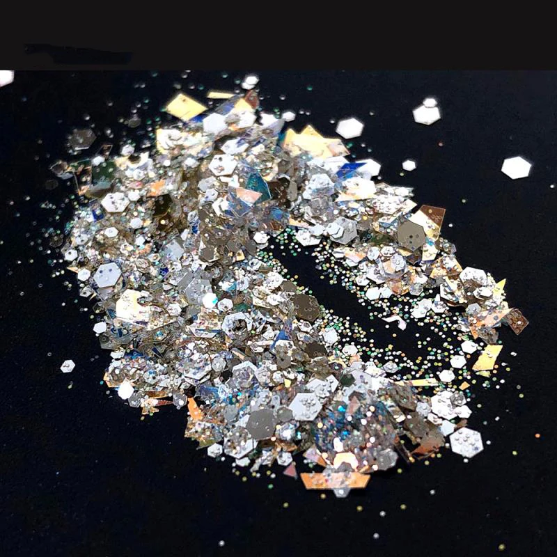 

50g/Bag Holographic Glitter Sequins Mix Nail Glitter Powder Flakes Laser Confetti Polish Tip For Nail Art Supplies Loose Sequin