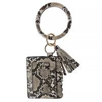 fashion colorful multiful keychain key ring square card wallet pu leather o key ring with matching wristlet bag for women girls