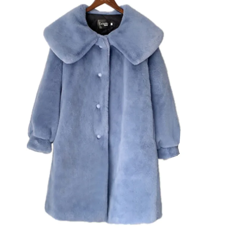 Зимнее женское новое пальто из кроличьего меха Женская Толстая теплая куртка с