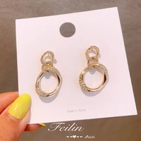 2020 new fahion womens earrings fine metal geometry round earrings for women bijoux korean girl party jewelry gifts wholesale