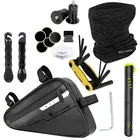 Набор инструментов для ремонта велосипедных шин, комплект комбинированных инструментов для ремонта велосипедных шин с насосом и треугольной сумкой