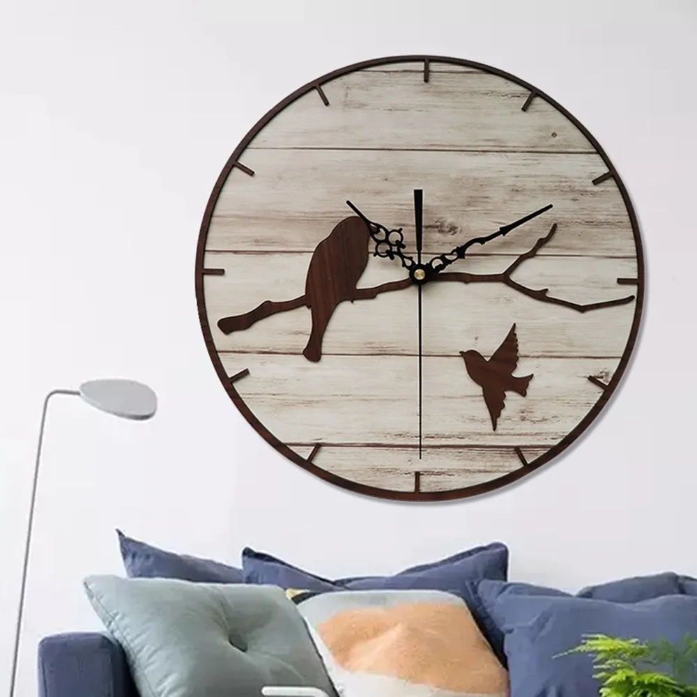 Металлические рамочные настенные часы скандинавский деревянный гостиная