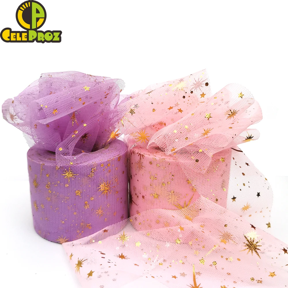 25 ярдов 6 м звездная Тюлевая лента блестящая сетчатая рулонная катушка мягкая