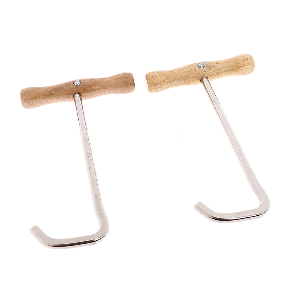

1 Pair Stainless Steel Men Women Horse Riding Boots Pulls with Wood Handle