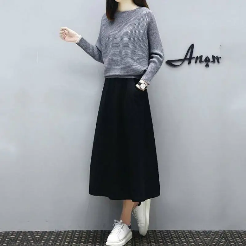 

Autumn and winter clothes New knitted sweater loose size two-piece dress