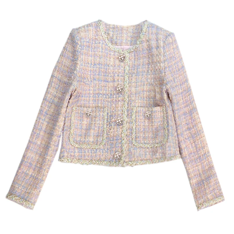 Женское твидовое пальто универсальное короткое весна-осень 2020 | Женская одежда