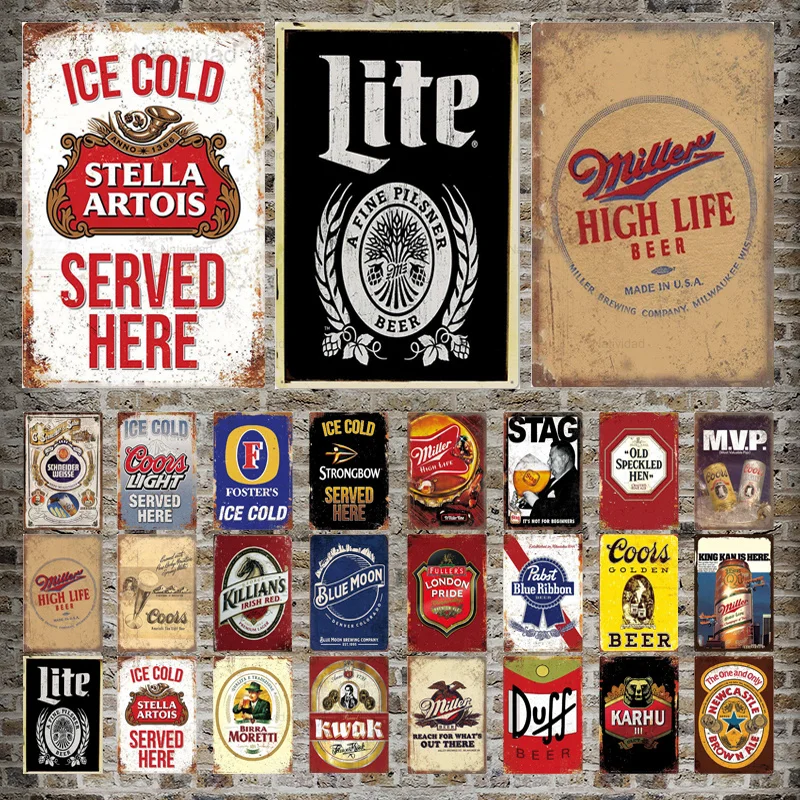 

Ice Cold Beer Metal Signs Iron Plaques Shabby Retro Plate Painting Vintage Tin Signs Poster Bar Pub Club Home Wall Decor Bbr-10