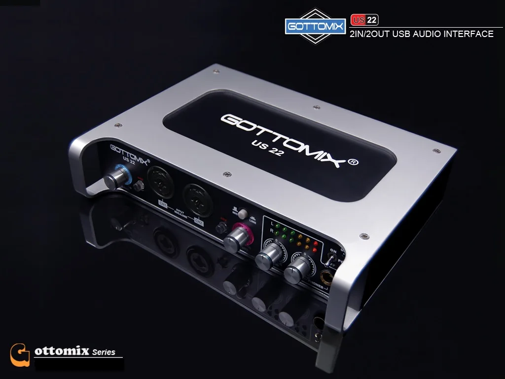 Профессиональная 2 In/ Out MIDI I/O USB аудио интерфейса Gottomix US22 звуковая карта для