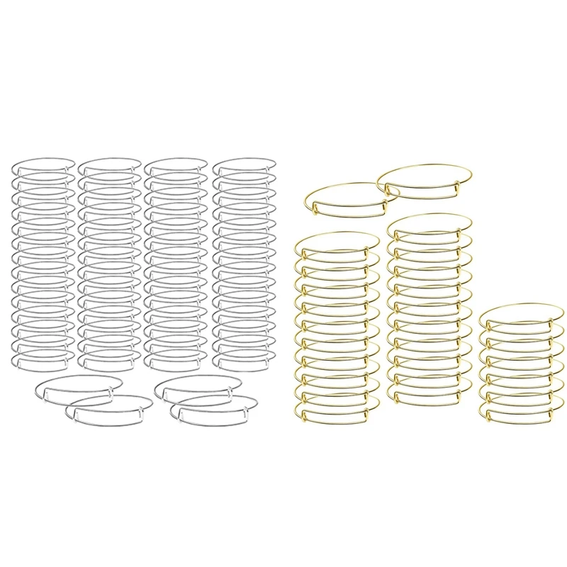 

60x Expandable Bangle Bracelets Adjustable Wire Blank Bracelets & 60x Expandable Bangle Bracelets Adjustable Wire