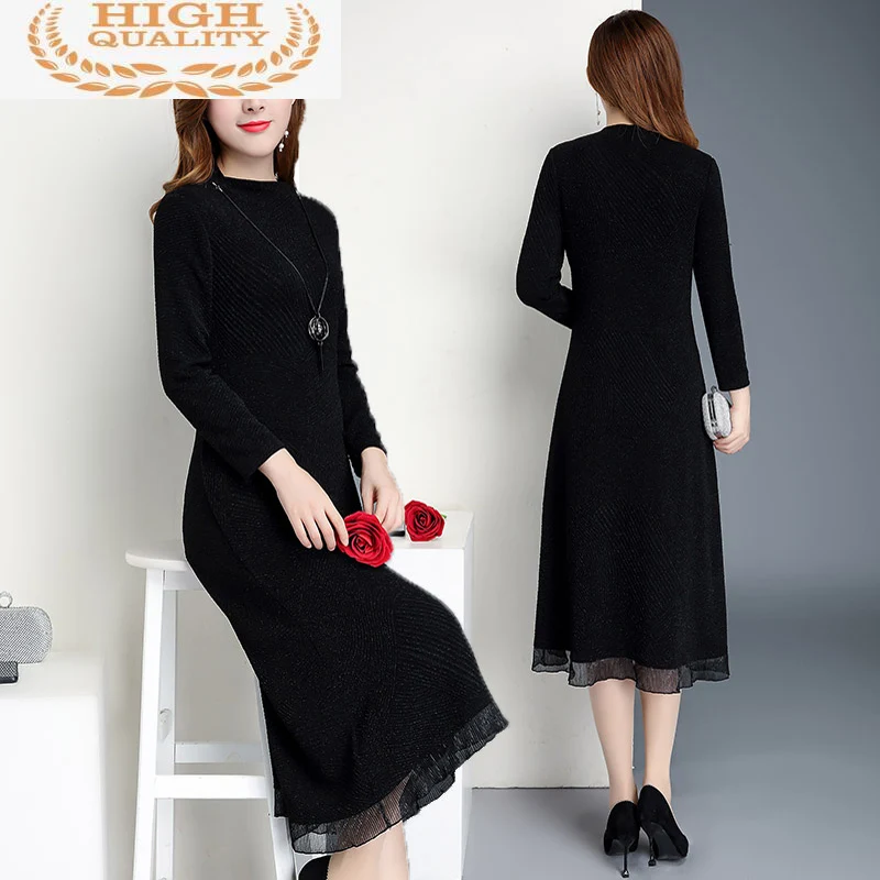 

Платье на весну и на осень, Женская обувь в винтажном стиле; В Корейском стиле; Платье с сеткой в стиле «2021 размера плюс черный макси платье э...