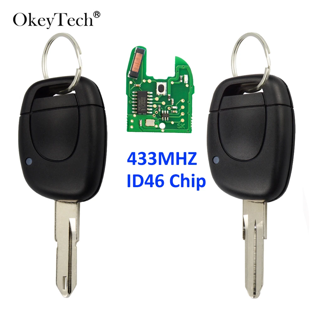 OkeyTech 1 Кнопка 433 МГц ID46Chip дистанционный ключ автомобиля для Renault Master Kangoo Clio Twingo Uncut NE73 VAC102 замена ключа лезвия