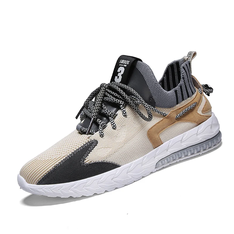 

Mens Sneakers Spring Beige Rubber Sports Running Shoes Breathable Lace Up Lightweight Outdoor Male Footwear Casual Shoe For Men